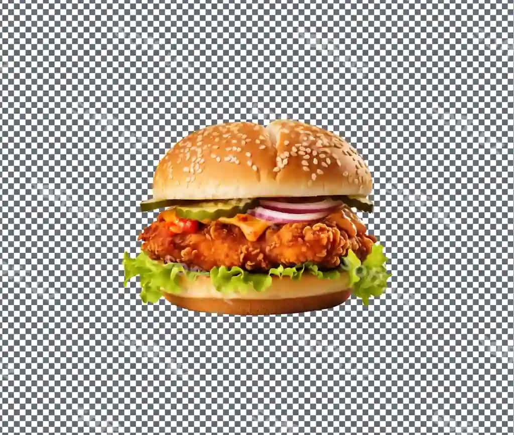 Mazali mazali achchiq tuxum sandvich ajraltirilgan shaffof fonda | Yummy delicious spicy chicken sandwich isolated transparent background