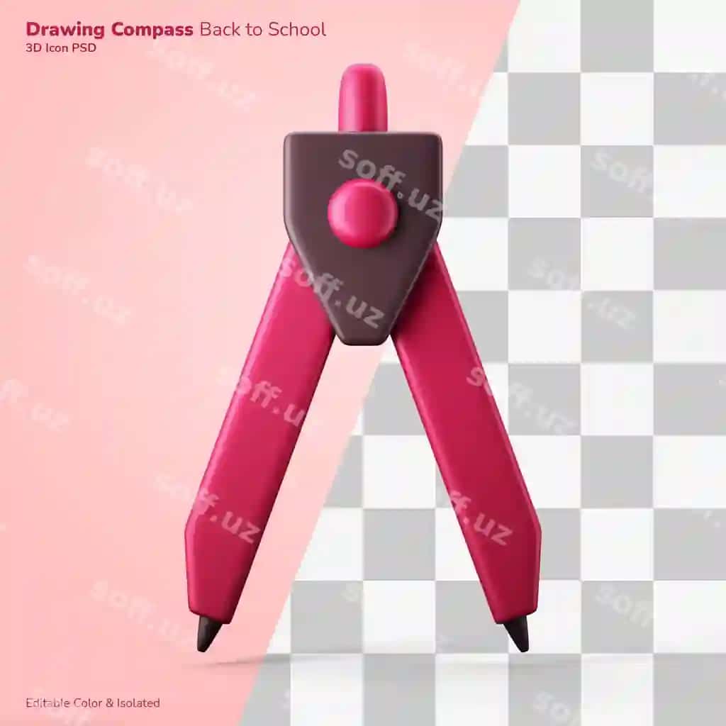 Texnik chizish moskalasi 3d render ikonasi tahrirlangan rangda ajraltirilgan | Technical drawing compass 3d rendering icon editable color isolated