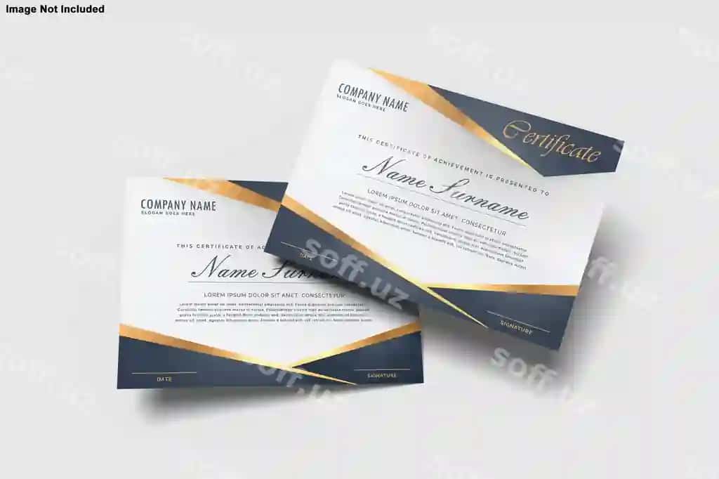 Guvohnoma dizayn namunasi | Certificate design mockup