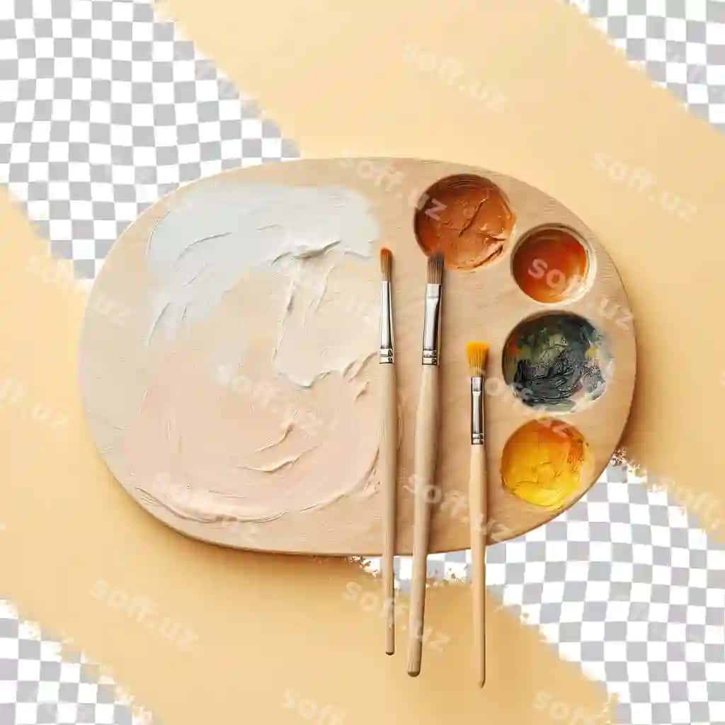 Yong'oqli paleta brish shaffof fonda | Wooden palette brush transparent background