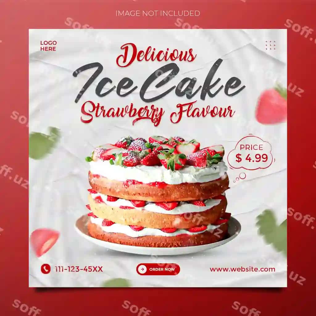 Menga yoqadigan tort ijtimoiy tarmoqlar reklamasi Instagram poster shabloni | Delicious cake social media promotion instagram poster template