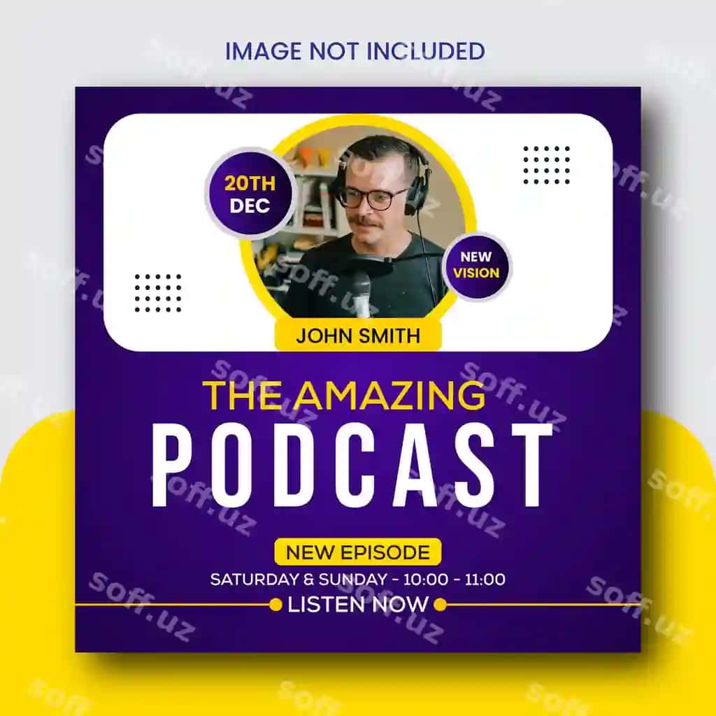 Podcast so'z ajoyib no'yob ijtimoiy tarmoqlar banner dizayni | Podcast talk show unique social media banner design
