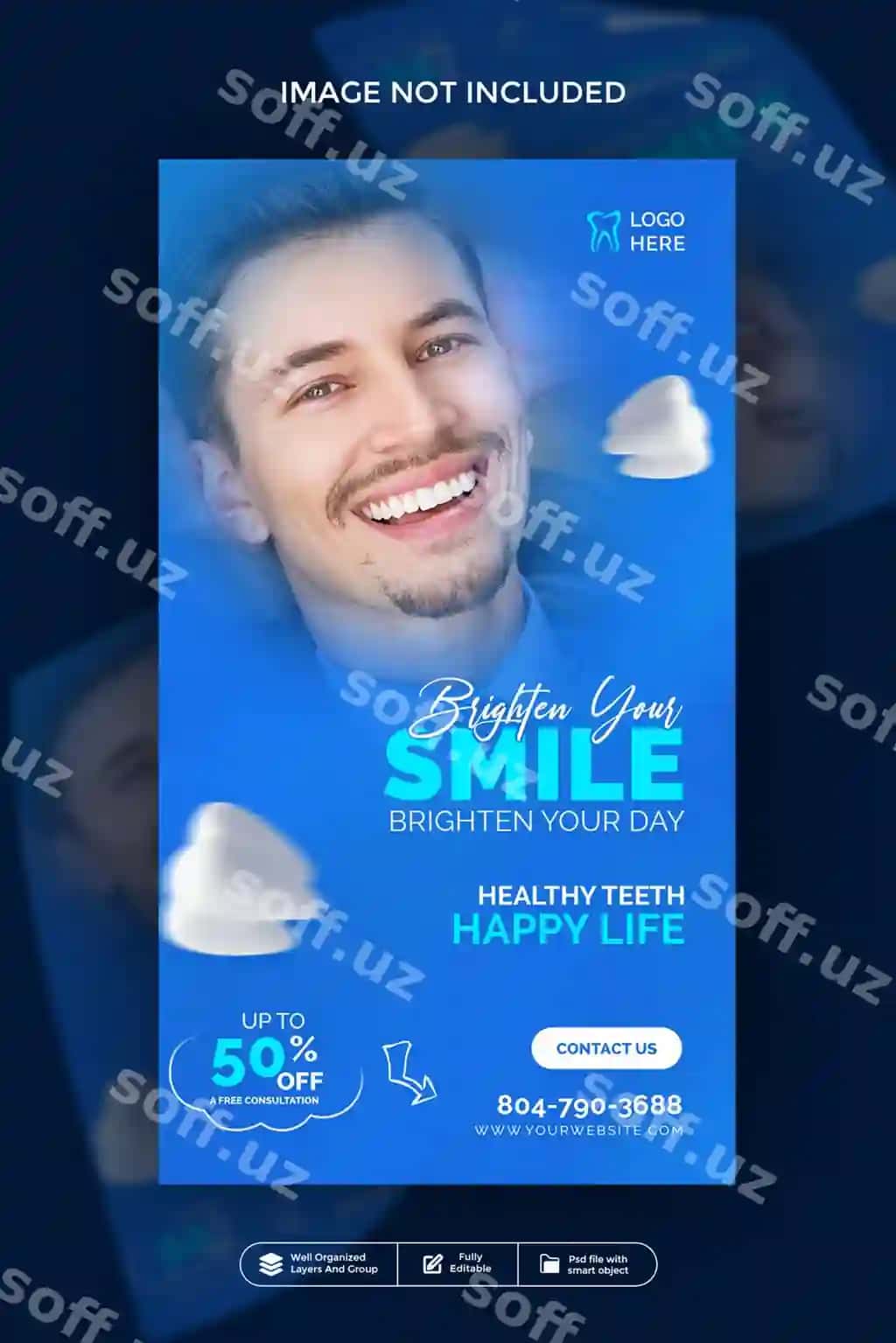 Tish klinikasi tishingizga e'tibor bering hikoya posti dizayni | Dental clinic take acre your teeth story post design