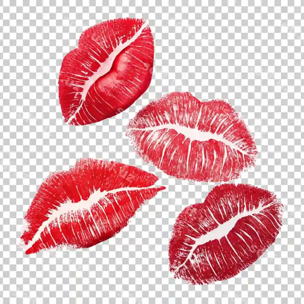Qizil pasta o'p belatlari oq orqa fonda moda | Red lipstick kiss marks white background fashion