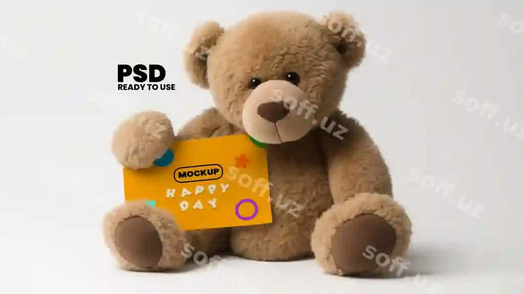 Namuna karta mishka tomonidan tutilgan | Mockup card held by teddy bear
