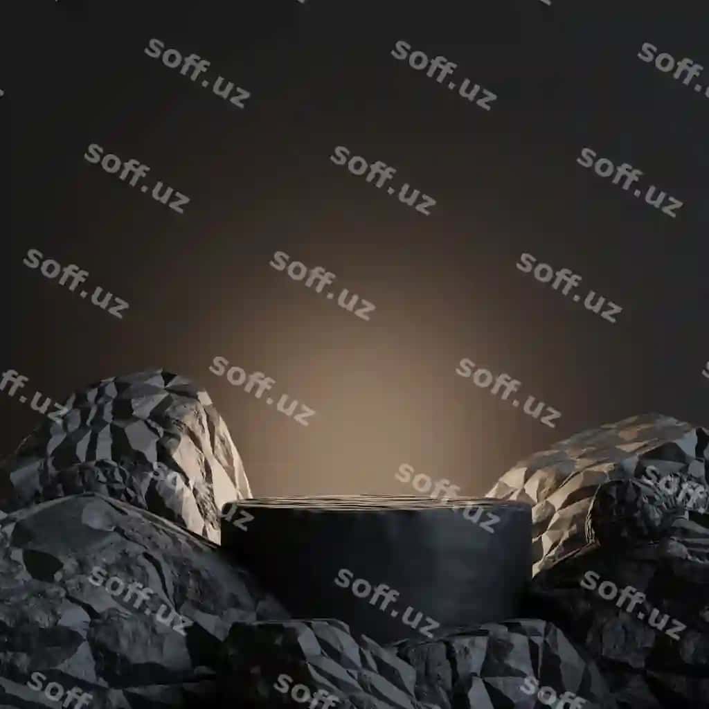 Qora shaxta choysin shakl orqa fon mahsulot taqdimoti | Black podium rock shape background product presentation