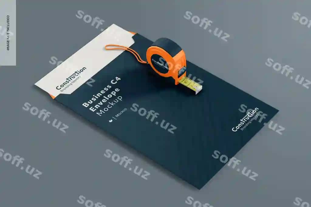 Biznes C4 konvert mockup chap tomondan ko'rinish | Business c4 envelope mockup left view