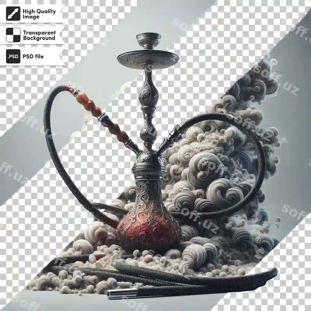 Psd zamonaviy dizayn nargile shaffof fonda | Psd modern design hookah transparent background