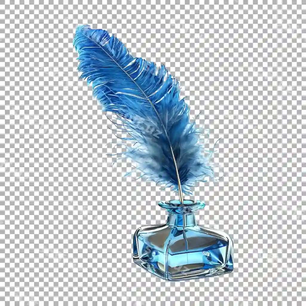 Buzoq yozish chiziq bilan shaffof orqa fonda AI generatsiya qilingan | Writing fur with ink pot transparent background ai generated