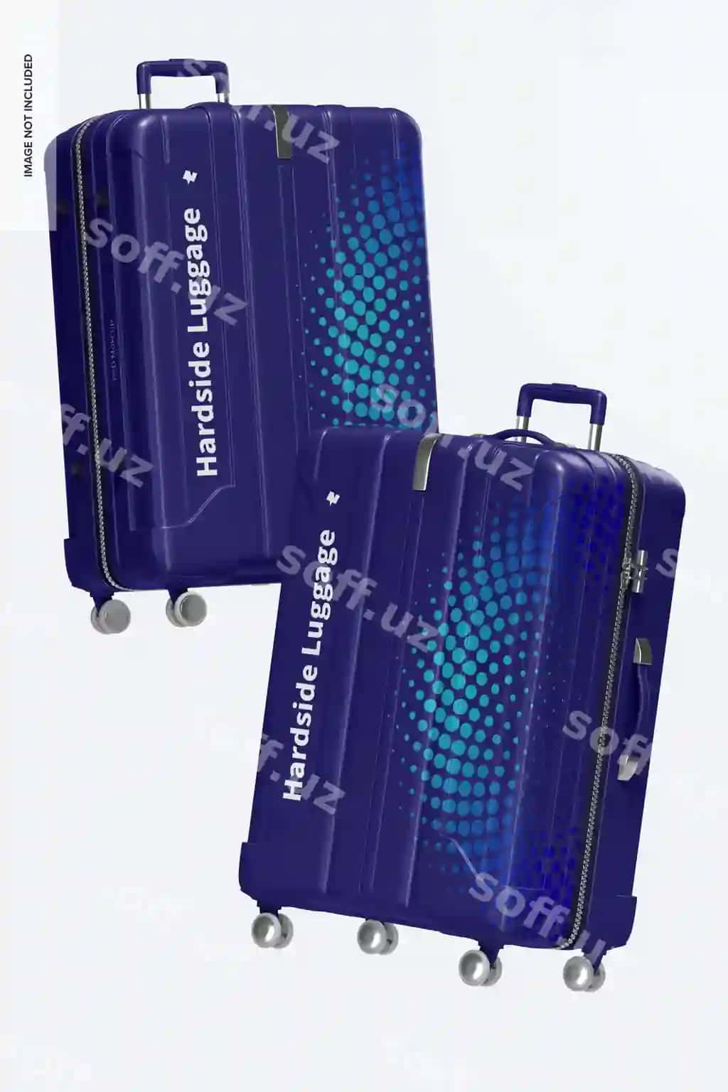Katta qattiq jisotli bagaj namunasi suza | Big hardside luggage mockup floating