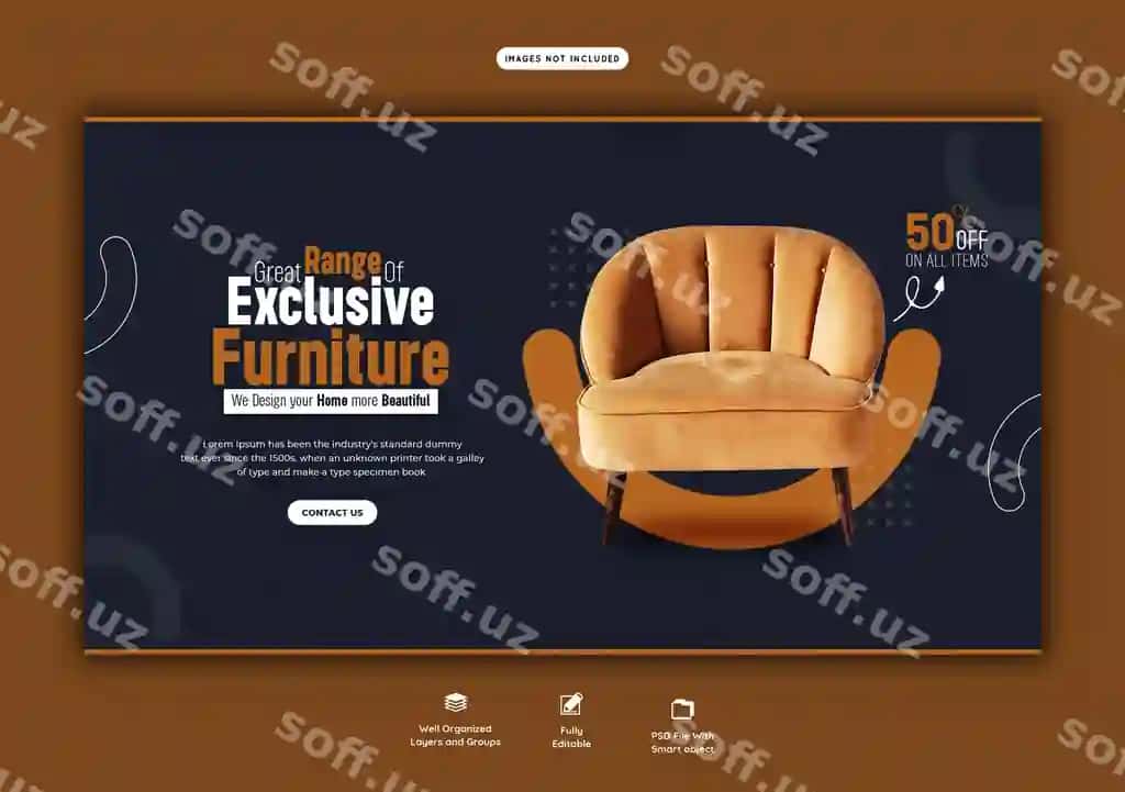 Mebel sotuvi veb baner shabloni | Furniture sale web banner template