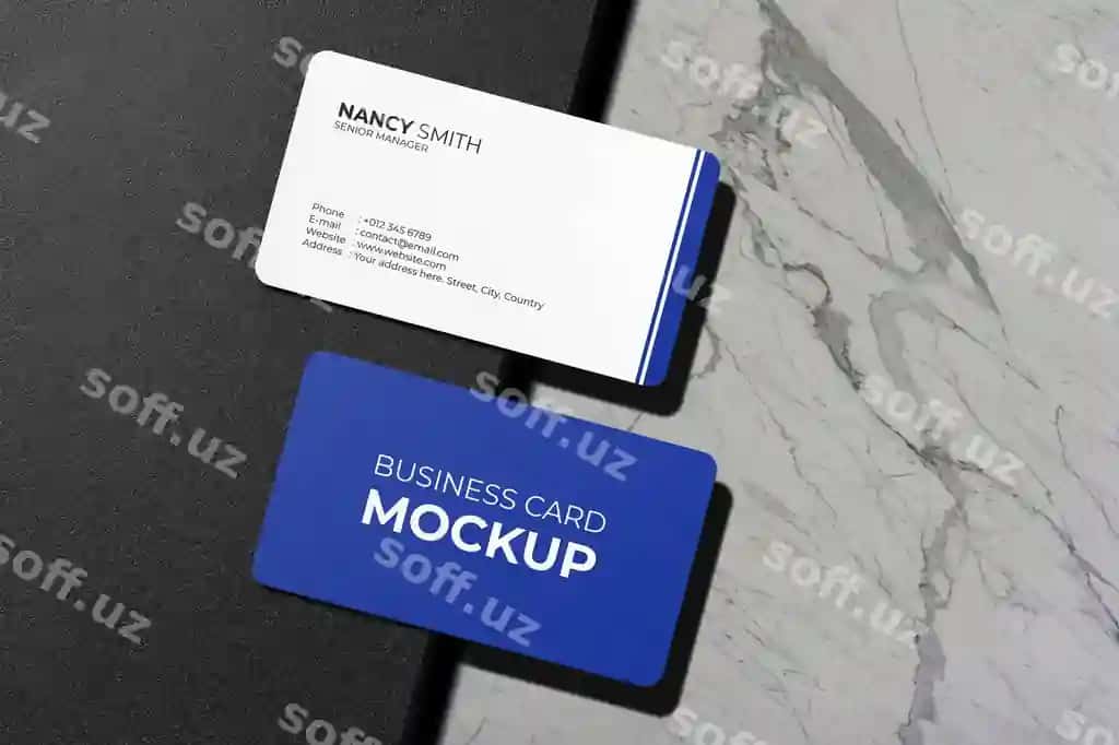 Yaqin qarash aylantirilgan burchak biznes karta namunasi | Close up rounded corner business card mockup