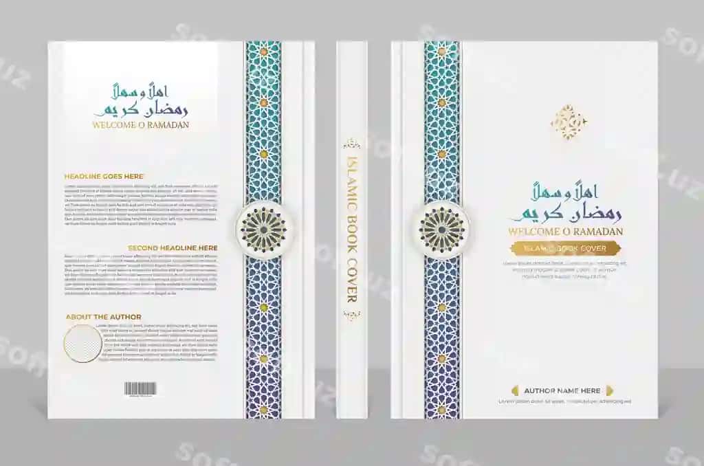 A4 hajmi Arab islomiy uslubi kitob qoplashi dizayni arab naqshli | Arabic islamic style a4 size book cover design with arabic pattern