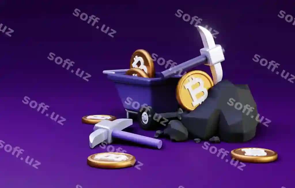 Kriptovalyuta mining ikonka minyektashkent tangash olov bitcoin tangalari 3D render | Cryptocurrency mining icon minecart pickaxe bitcoin coins 3d render