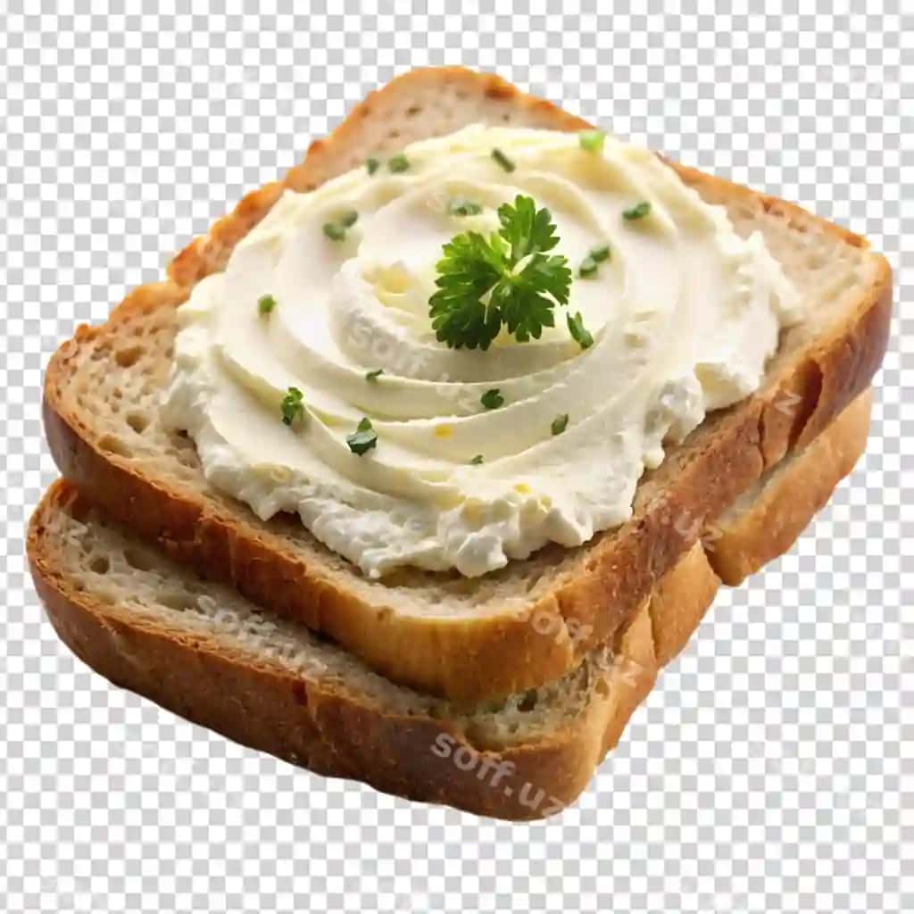 To'xtongram krem-siyrak bilan ajraltirilgan oq fonda | Toast bread with cream cheese isolated white background