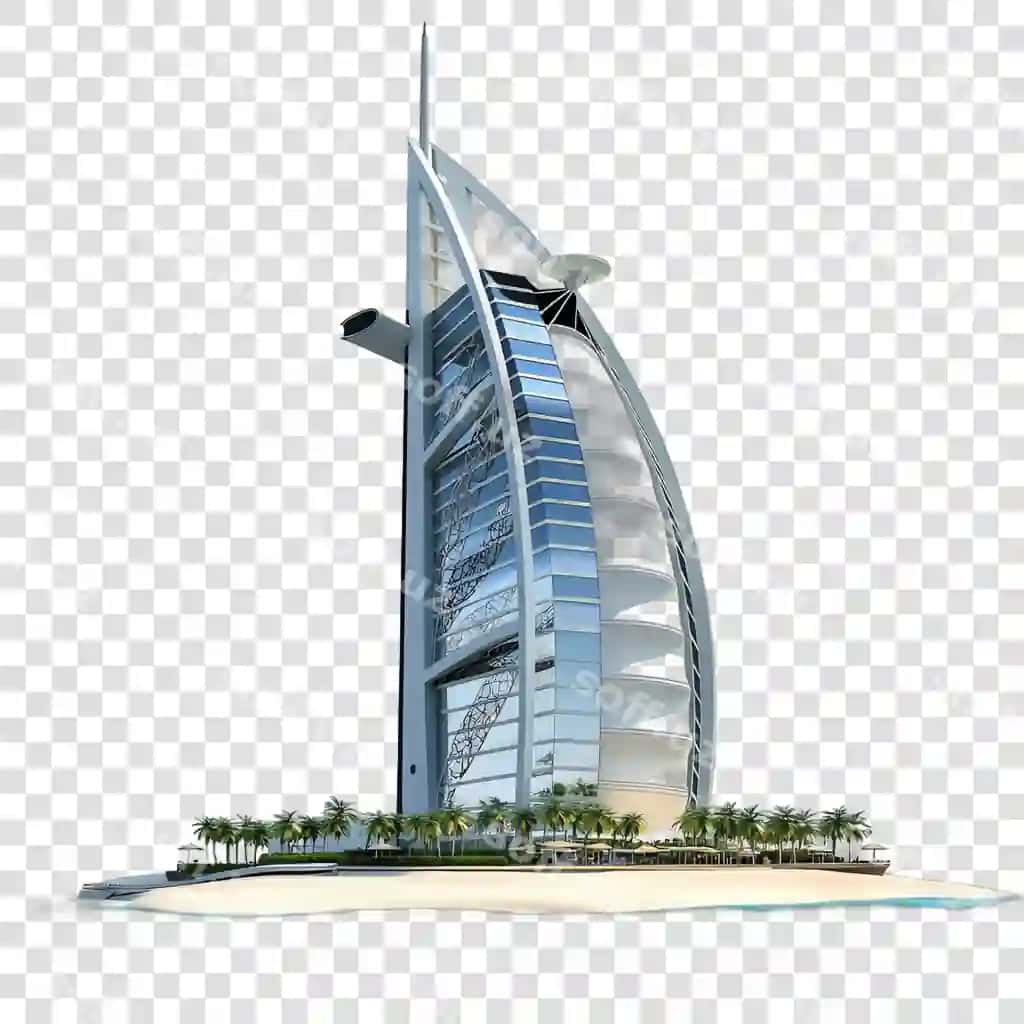 Dubai bino ajraltirilgan shaffof orqa fonda | Dubai building isolated transparent background