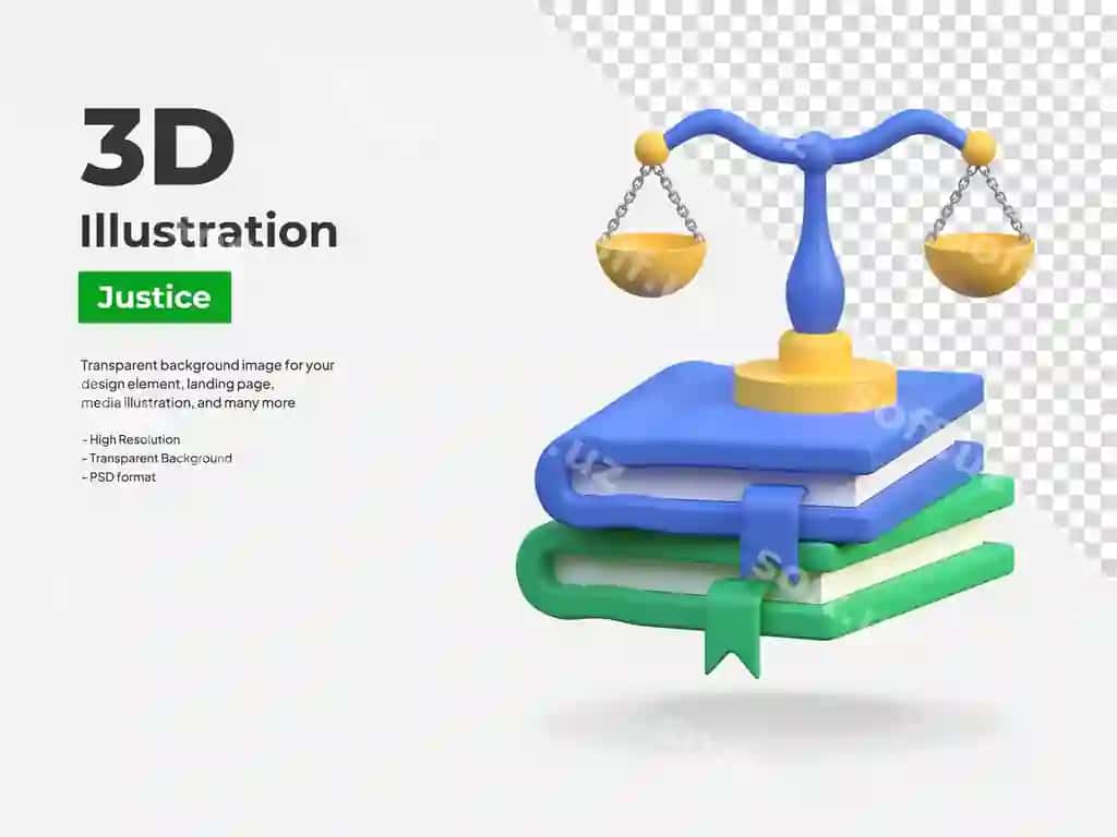 Kitob qonuni uch oʻlchovli ikonka illustratsiyasi | Book law 3d icon illustration
