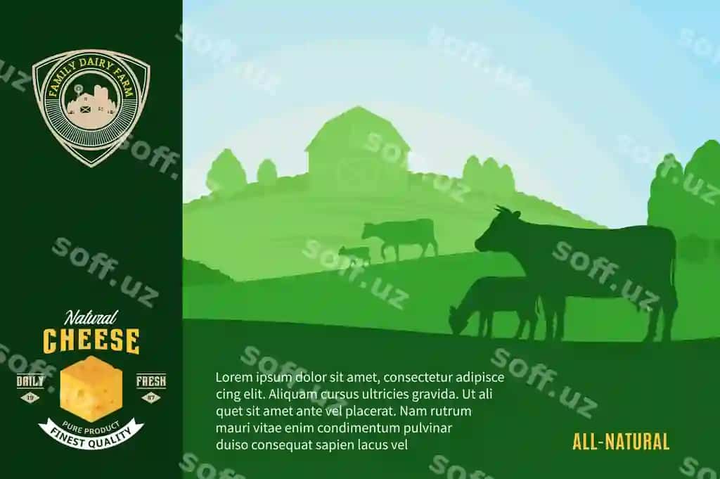 Pishloq logotipi sutxona illustratsiyasi | Cheese logo dairy farm illustration