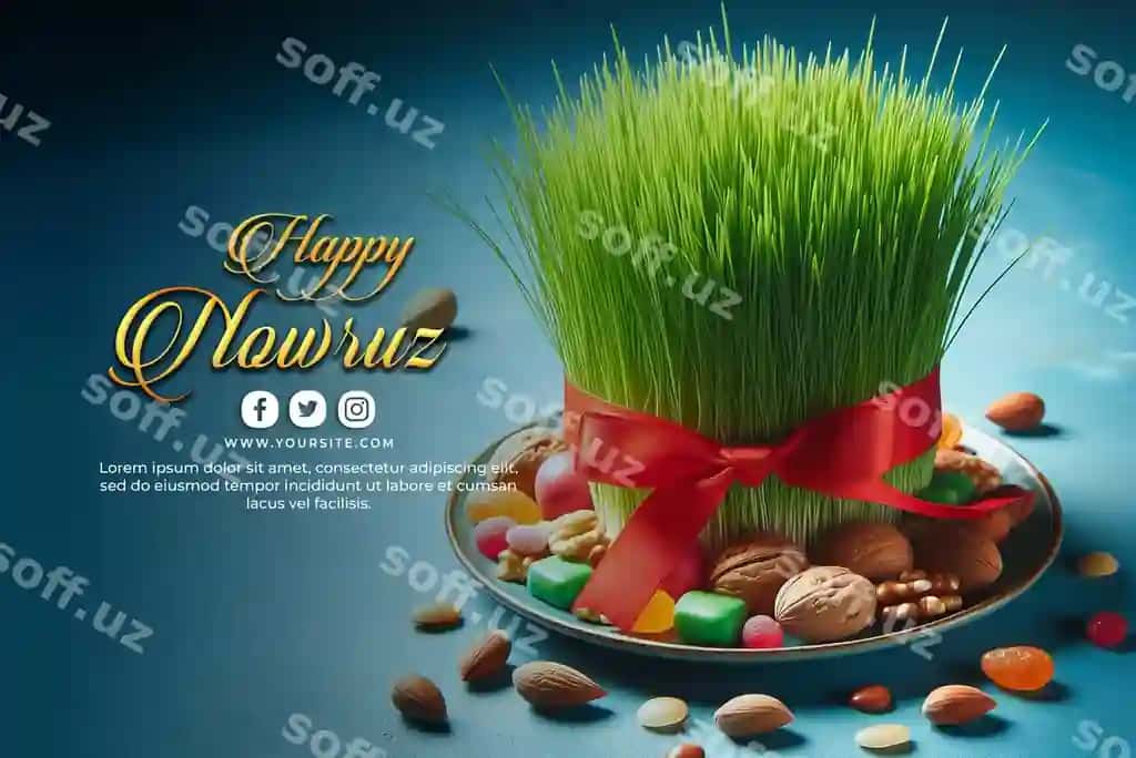 Psd baxtli Nowruz kun Eron yangi yili banner shablon | Psd happy nowruz day iranian new year banner template
