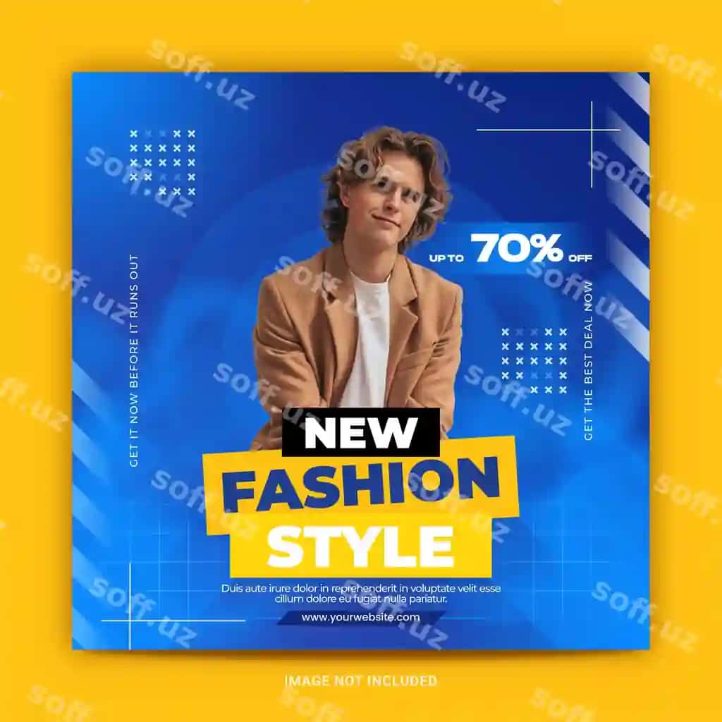 Ko'k oddiy ijtimoiy tarmoqlar uchun post shabloni | Blue simple social media post template