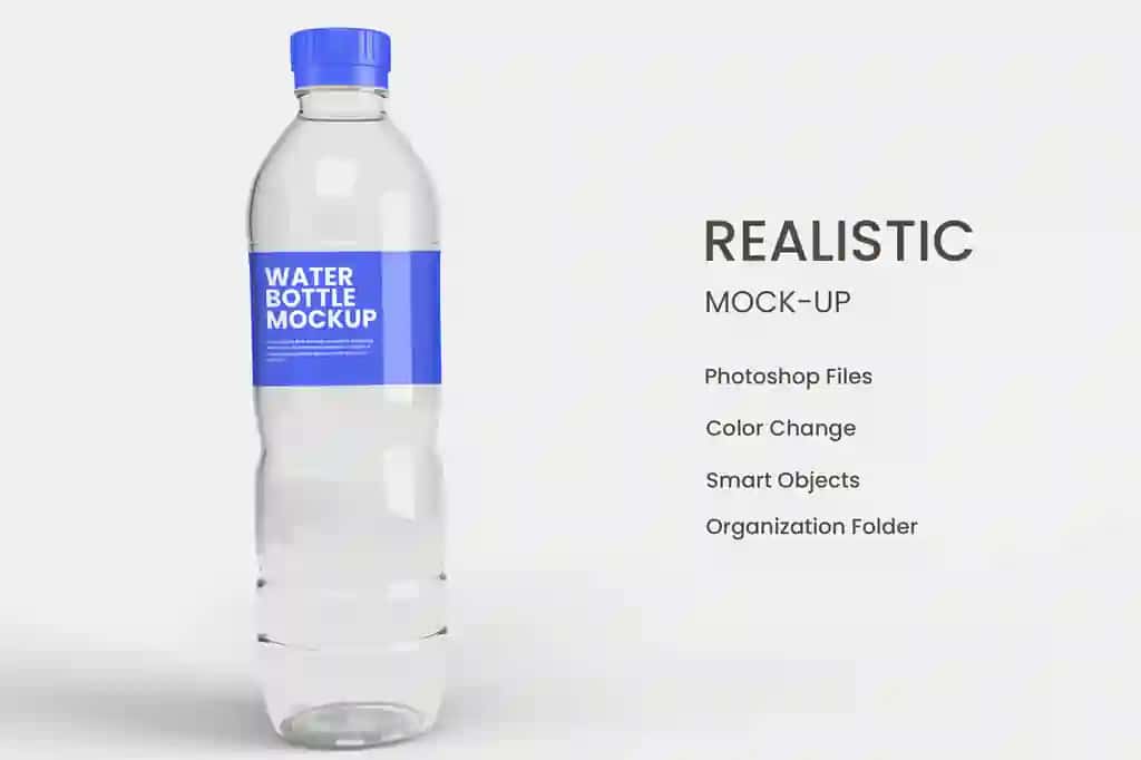 Izolyatsiya qilingan suv shishasining maketi dizayni | Water bottle mockup design isolated