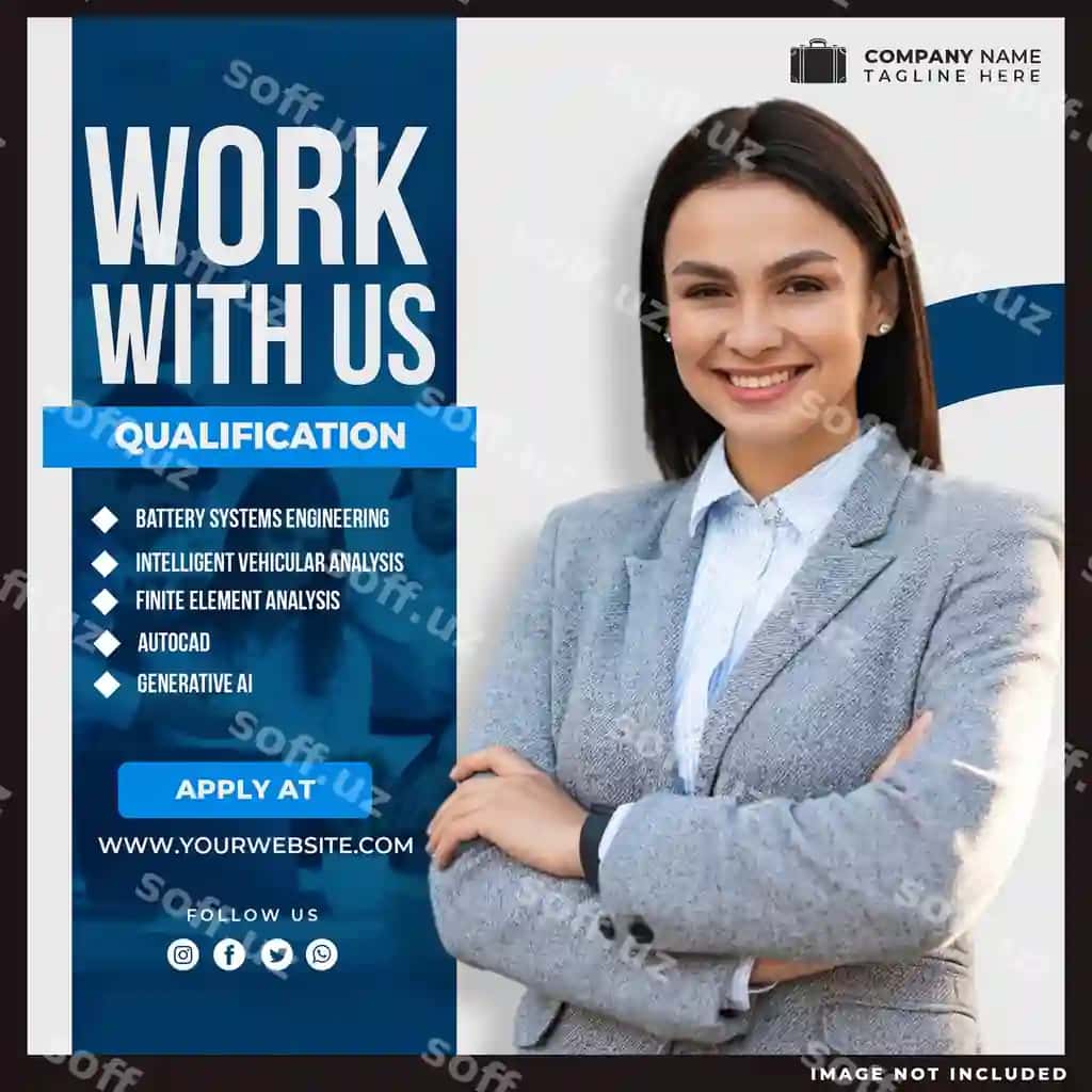 Ish o'rinlarini topish uchun kvadrat banner ijtimoiy tarmoqlar uchun shabloni | We are hiring job vacancy square banner social media post template