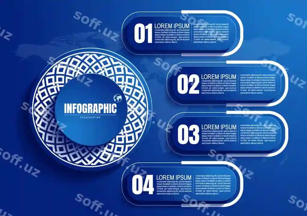 Chorak bosqichdan iborat grafika | Infographic with four steps