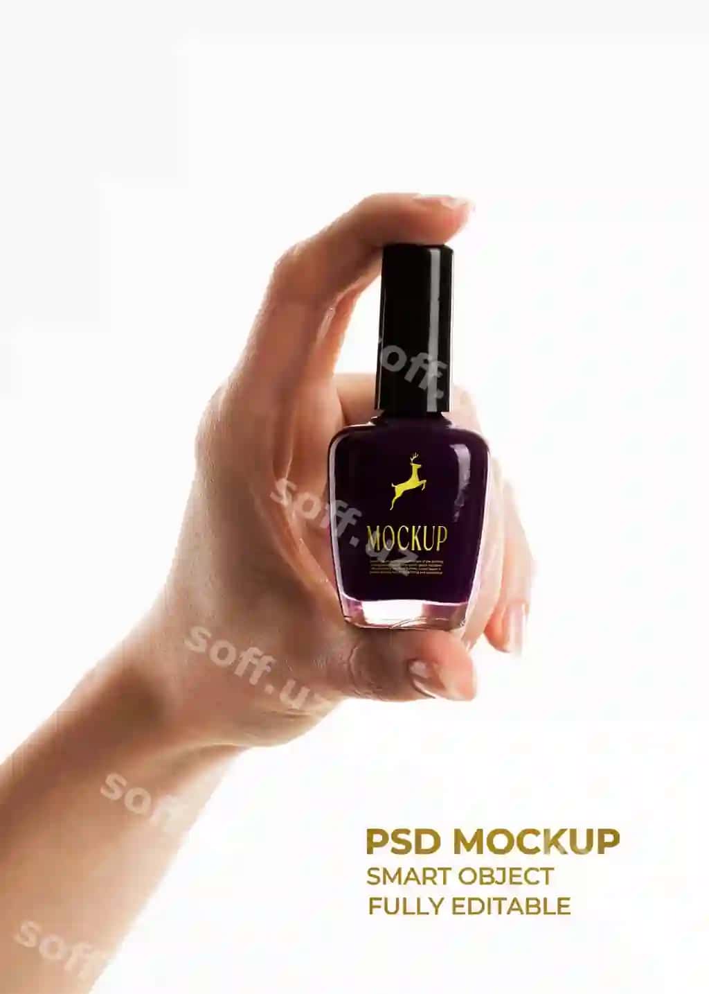 Qol ushlab turadigan tirnoq polir shisha namunasi | Hand hold nail polish bottle mockup