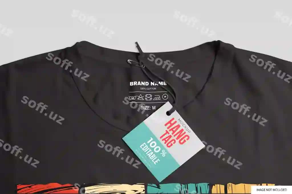 Futbolka asabli belgi namunasi | Tshirt hang tag mockup