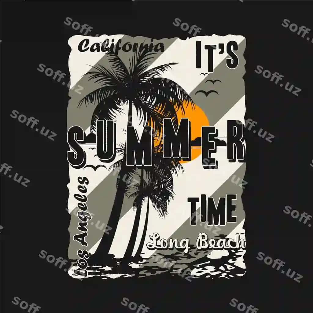 Los Angeles, California bu yoz vaqti palm tree futbolkali | Los angeles california it s summer time with palm tree t shirt