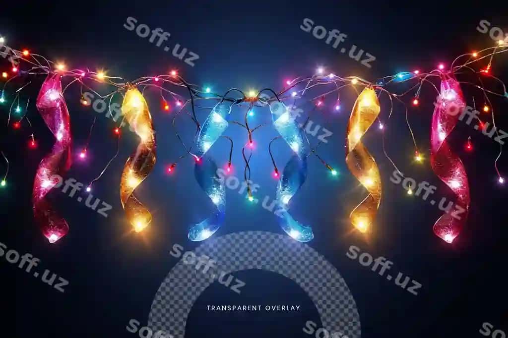 Rojdestvo yoritgichlari shaffof orqa fonda | Christmas lights transparent background