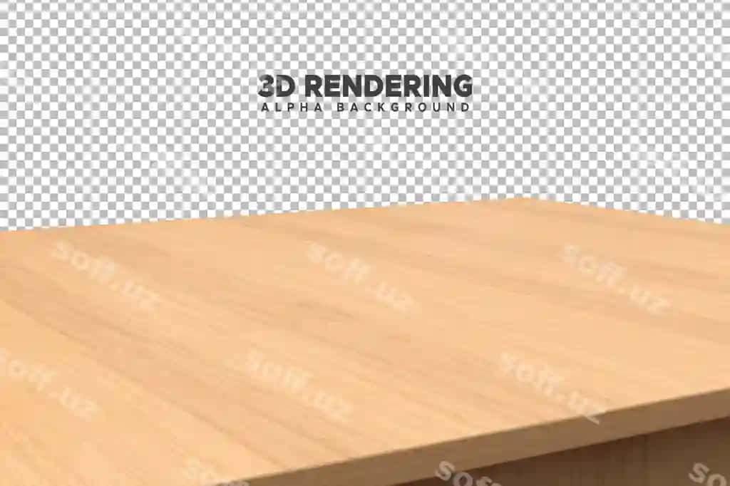 3d render hay'atli jadval shaffof fonda | 3d rendering wooden table with transparent background