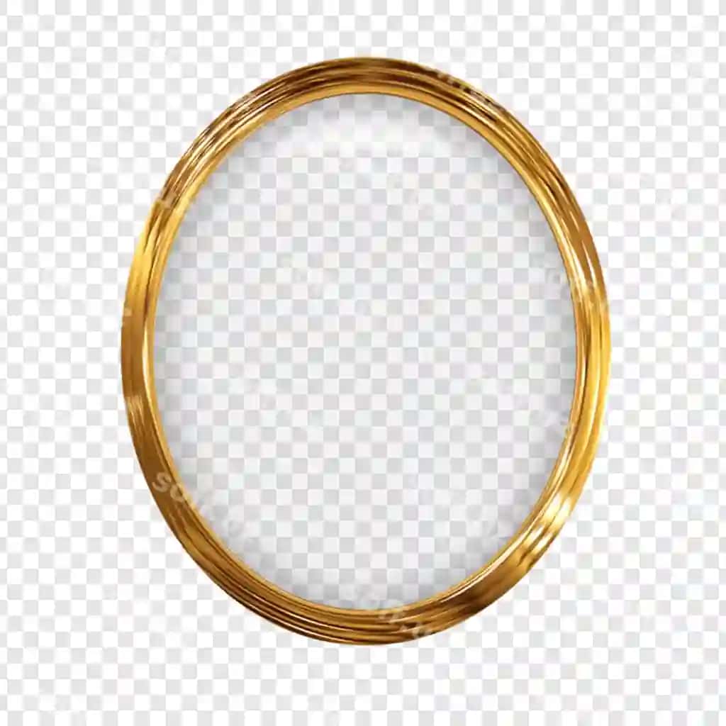 Oltin oval ramka shinovar metallic yuz maykani bilan | Golden oval frame with shiny metallic finish