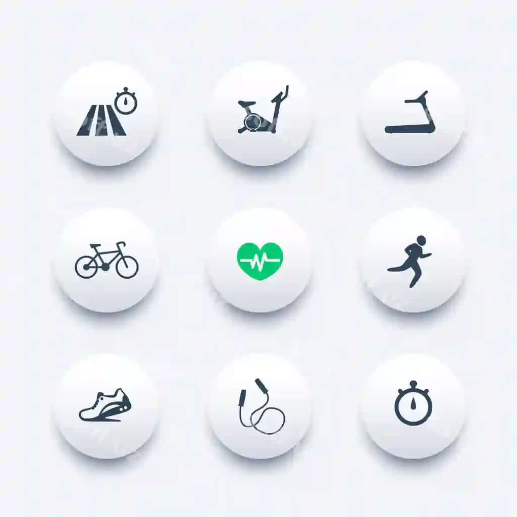Kardio trening doira zamonaviy ikonlar to'plami | Cardio training round modern icons set