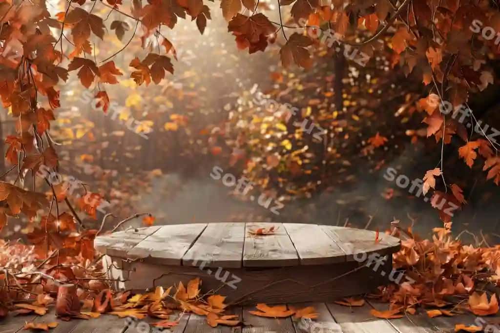 Mahsulot podiumi kuzgi o'simliklar bargi tinchlik | Product podium with autumn plant leaf tranquility