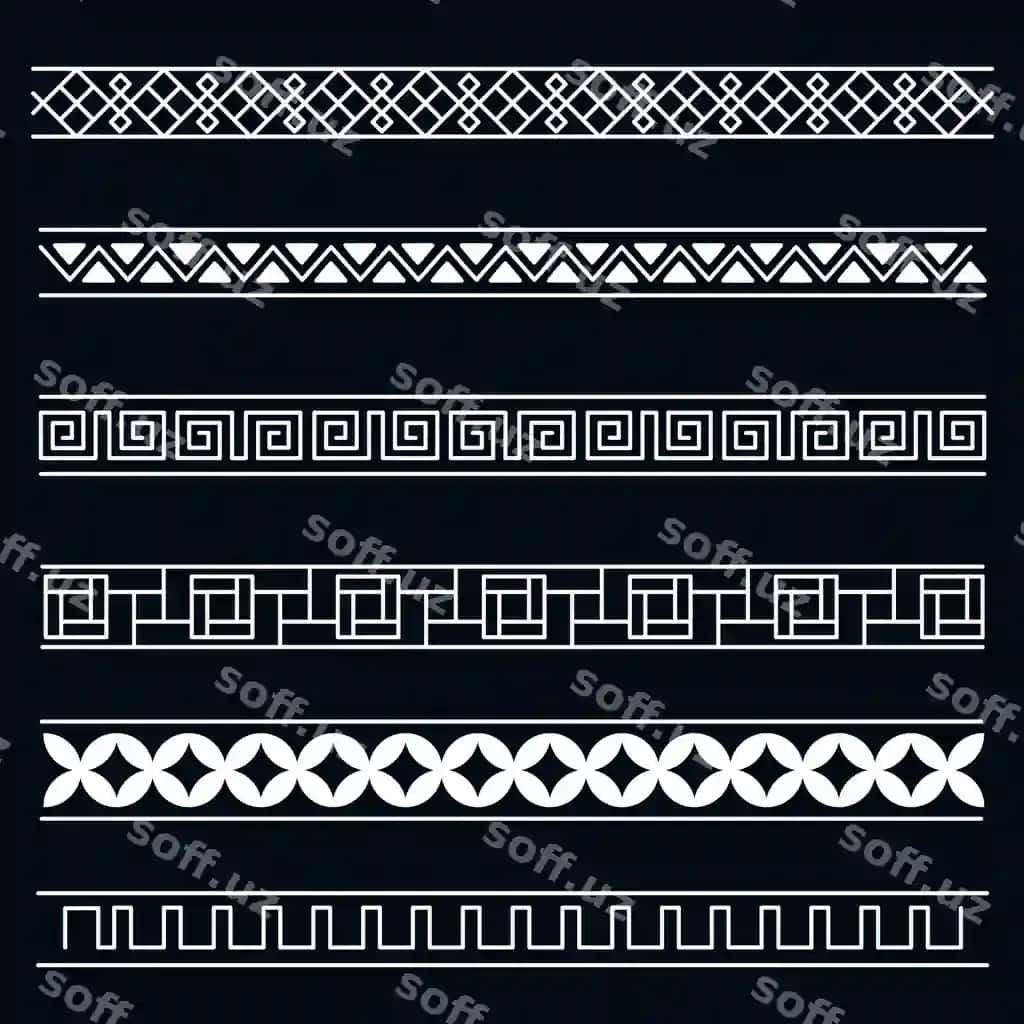 Qo'l bilan chizilgan Yunon chetlar komplekti | Hand drawn greek border set