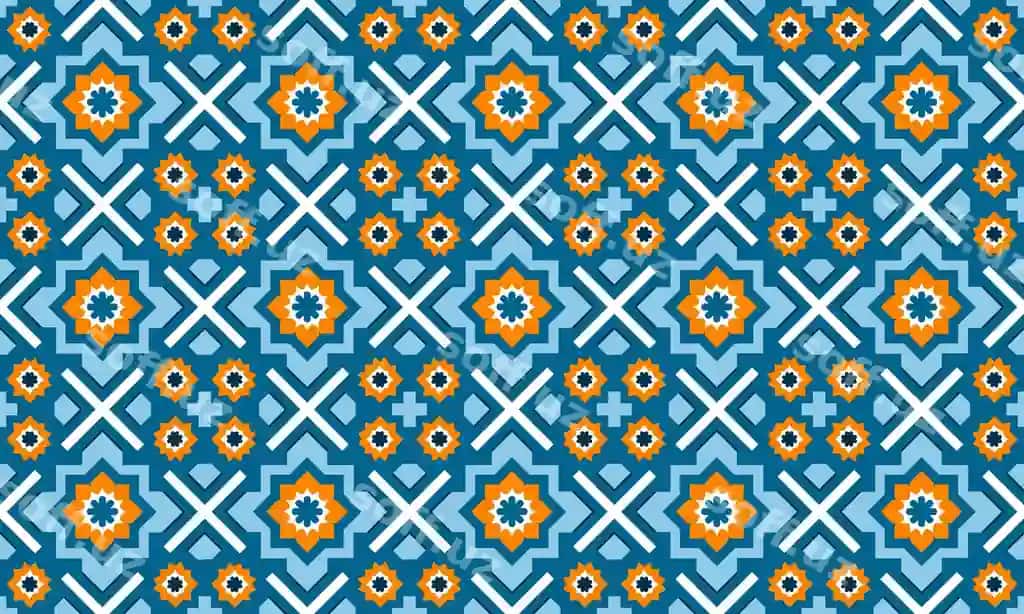 Yorqin ko'ylak geometrik shakllarli tekis pattern devor fondi | Bright cerulean geometric shapes seamless pattern wallpaper background