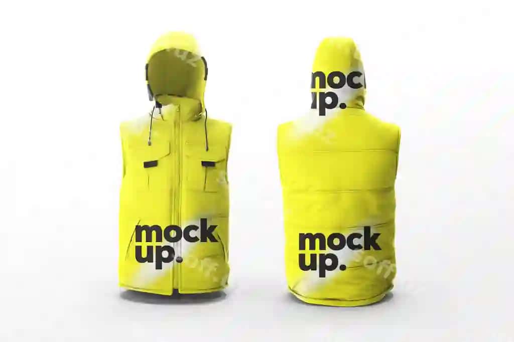 Sariq vest old va orqa ko'rinish aniq orqa fonda | Yellow vest front back view with clear background