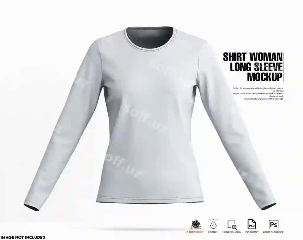 Ayollar uchun uzun qo'lli ko'ylak namunasi | Shirt women long sleeve mockup