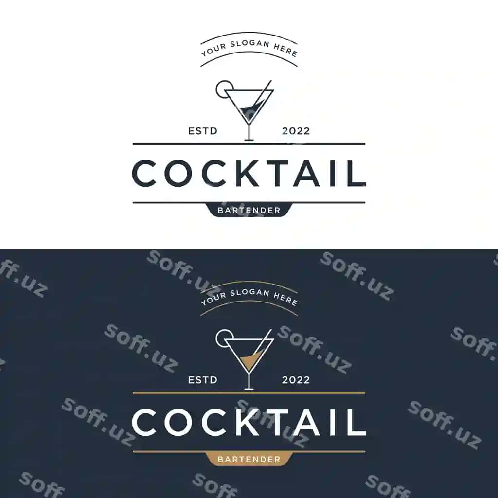 Yuqori sifatli kokteyl alkogol ichimlik logotipi vintaj uslubi bar | Premium quality cocktail alcohol drink logo vintage style logo bar
