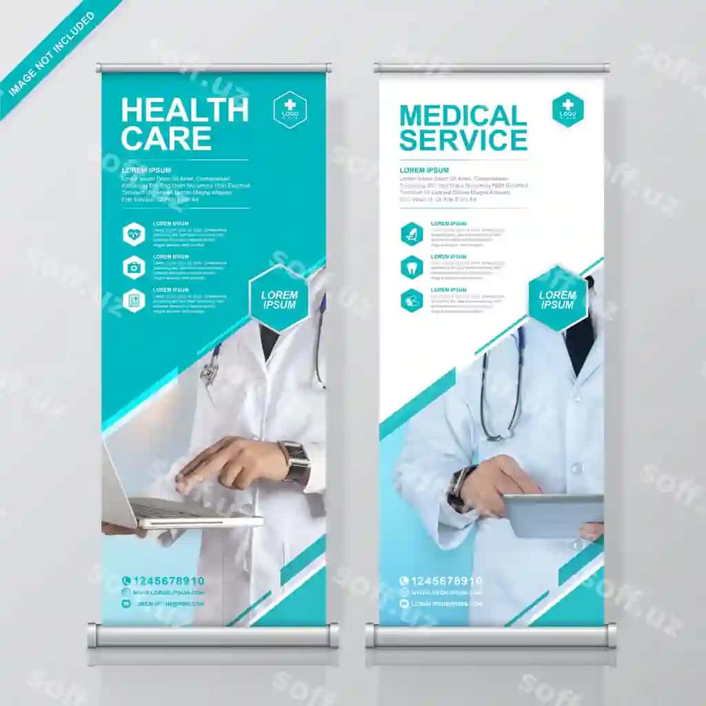 Sog'liqni saqlash tibbiy qatkiriq stoyka | Healthcare medical roll up standee