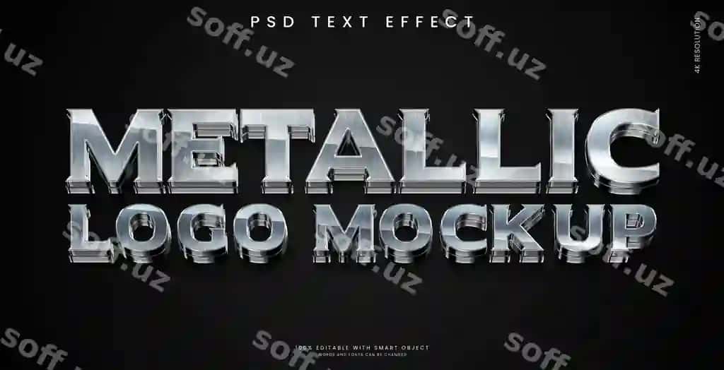 Metallik 3D logo mockup matn effekti | Metallic 3d logo mockup text effect