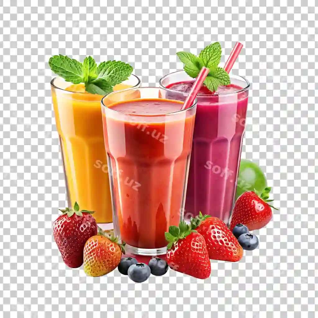 Turli meva qizil bodomlar mango ajraltirilgan shaffof bilan | Different fruits including strawberries mango with isolated transparent