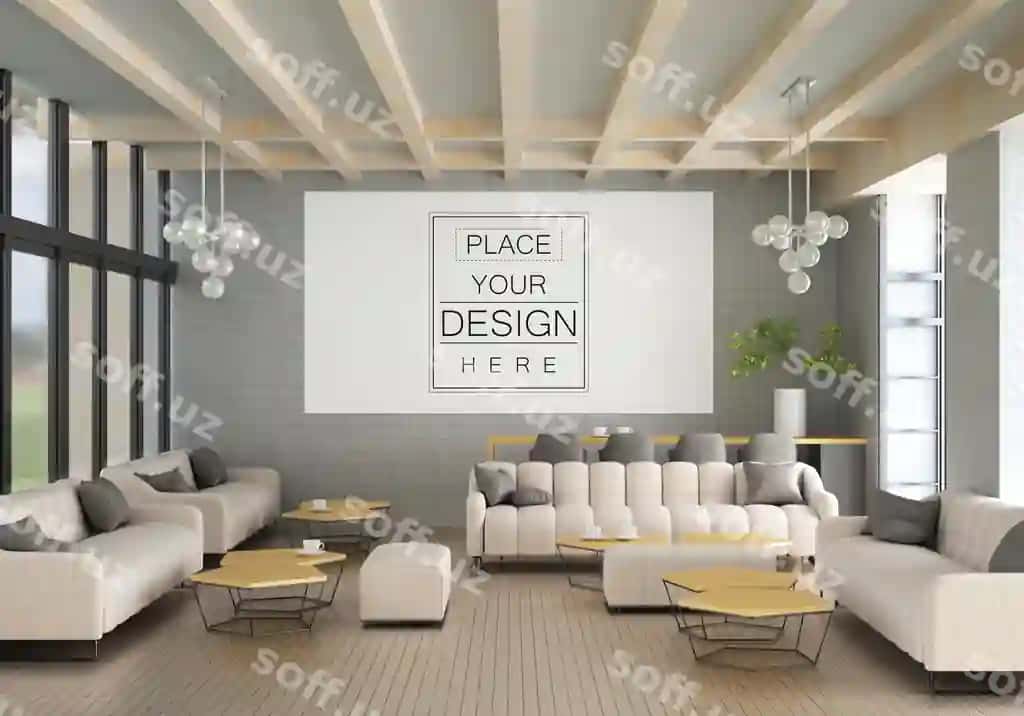 Poytak ramkasi mehmonxona namunasi | Poster frame living room mockup