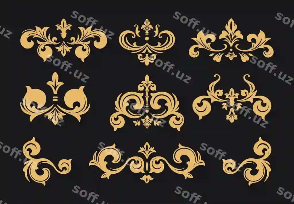 Vintage barokka viktorian ramka chegara komplekti | Vintage baroque victorian frame border set