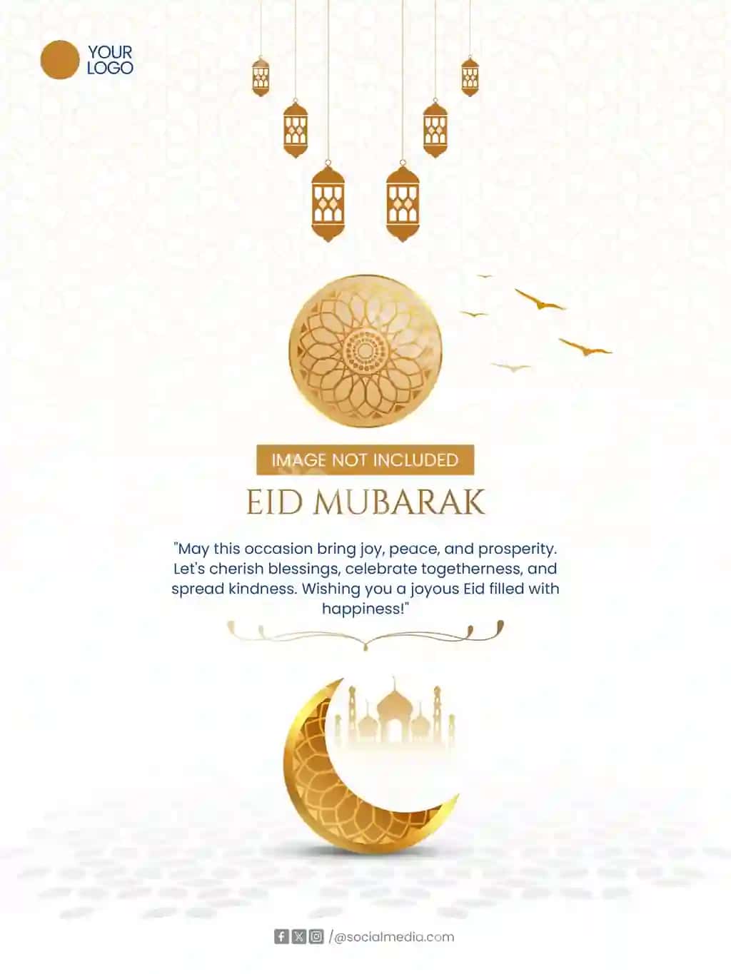Hayit muborak tabrik xati oltin dekoratsiyalari bilan | Eid mubarak celebration card with gold decorations
