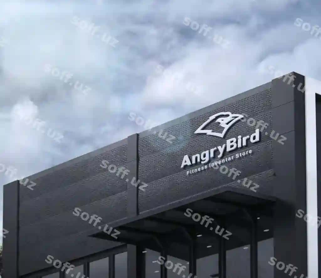 3 o'lchovli logotip shoirlari fassada namunasi | 3d logo signage facade mockup