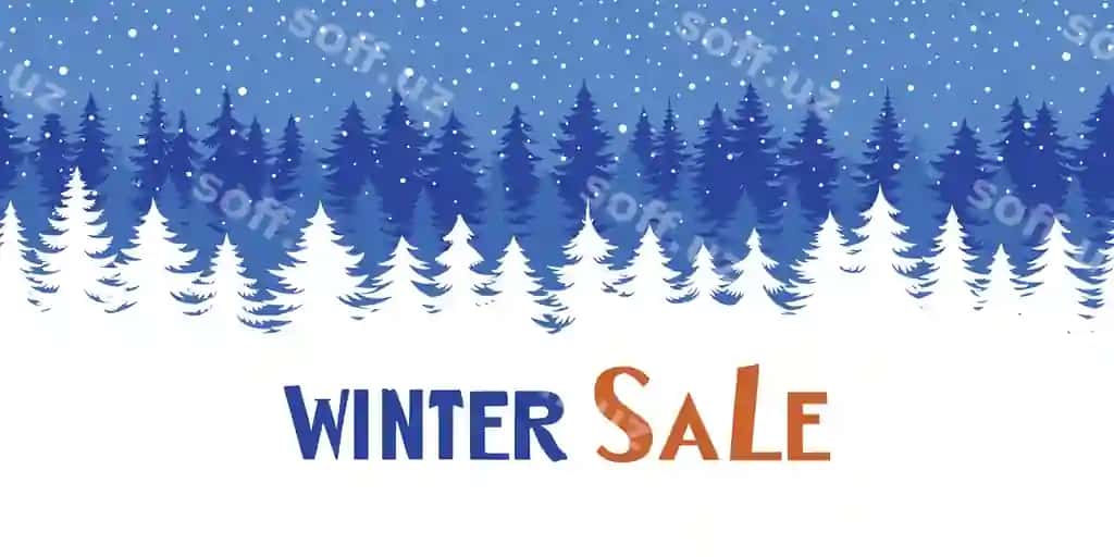 Qish baner qish sotuv chorak ağaçları qar qoşishi | Winter banner winter sale coniferous trees snowfall