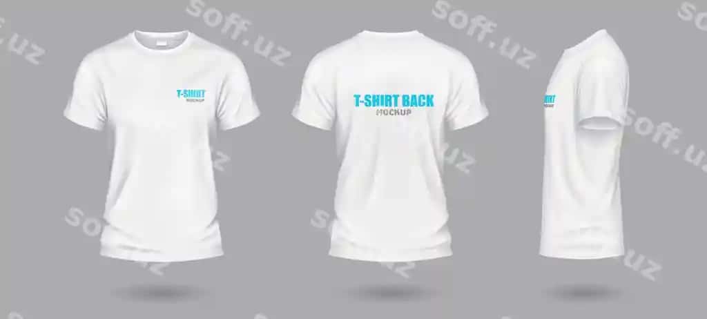 Oq futbolkalar matn joyi bilan realistik illustratsiya komplekti | White tshirts with copy space realistic illustration set