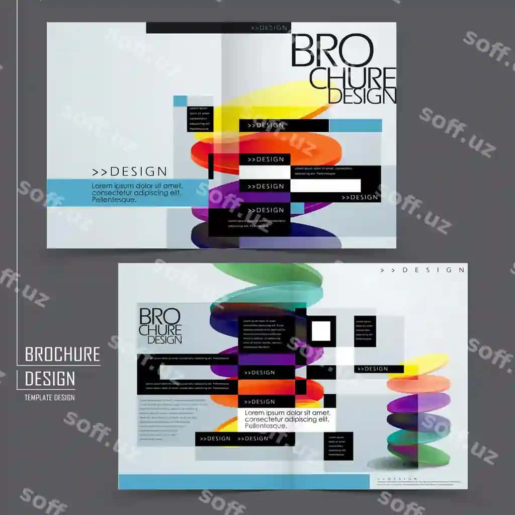 Rangli geometrik uslubdagi yarıyop broshyura | Colorful geometric style halffold brochure